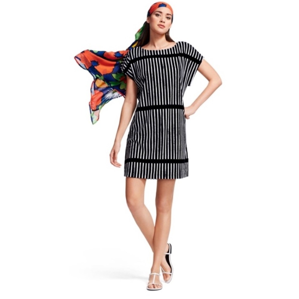 Marimekko x Target‎ Womens Black White Terry Casual Shift Dress Sz S Coastal